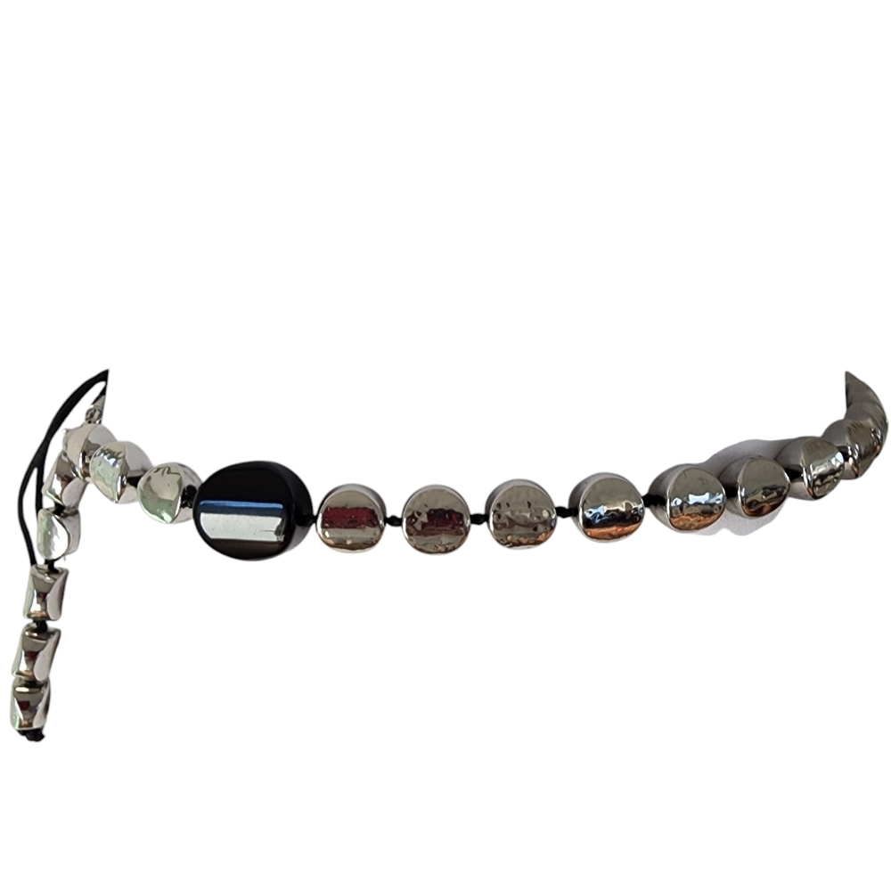 Chico's belt silver chunky beads adjustable length silver like new condition